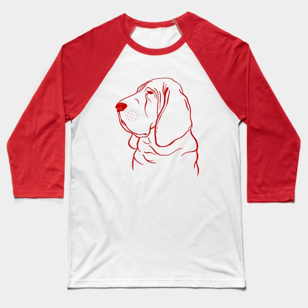 Bloodhound (Light Blue and Red) Baseball T-Shirt by illucalliart